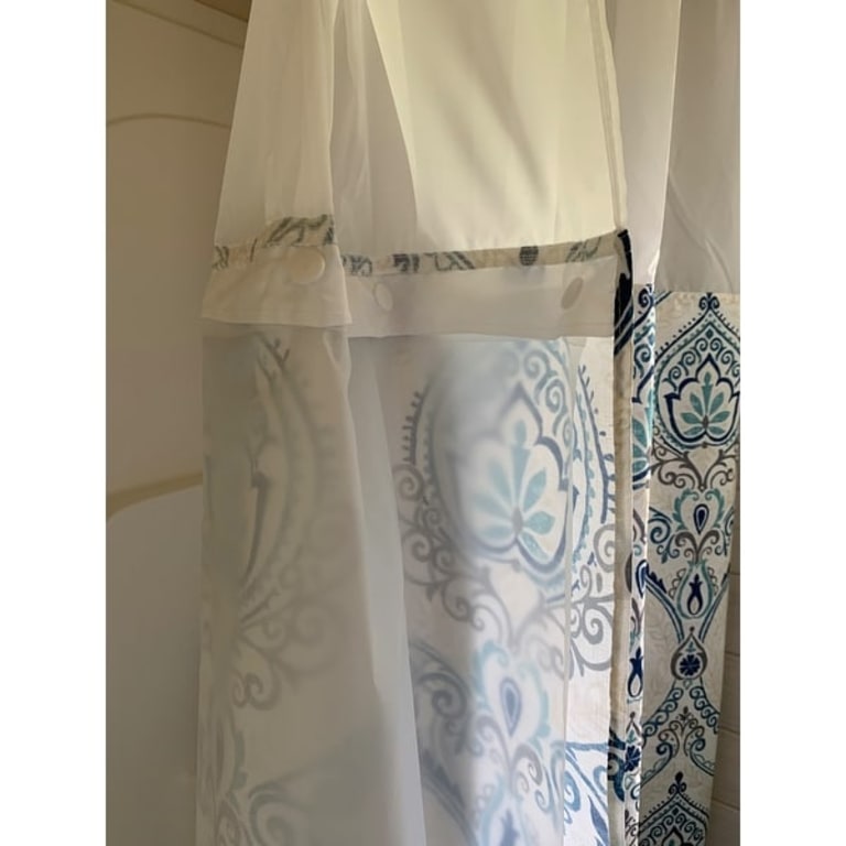 Hookless French Damask Print Shower Curtain