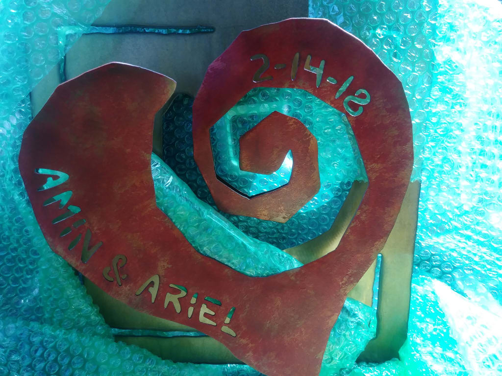 Personalized Heart Wall Sculpture from Uncommon Goods. Customer submitted image.