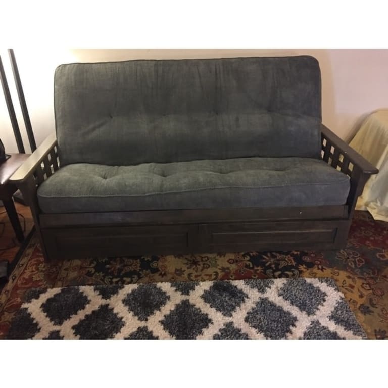 Somette Tucson Full Size Futon Set in Rustic Walnut Finish with Storage