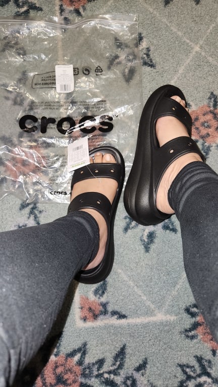 Crocs Classic Crush Sandals, Black at John Lewis & Partners