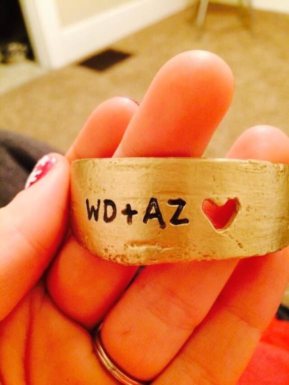 Personalized Love Birch Cuff from Uncommon Goods. Customer submitted image.