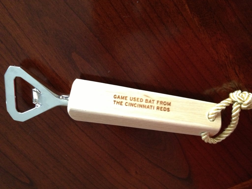 MLB Game Used Baseball Bat Bottle Openers from Uncommon Goods. Customer submitted image.