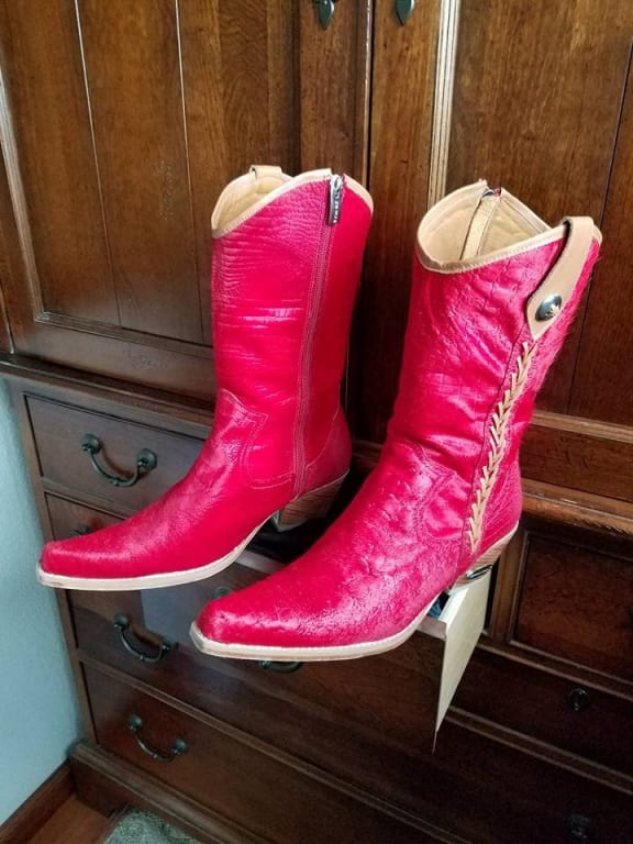 Customer Image Captioned: Red boots