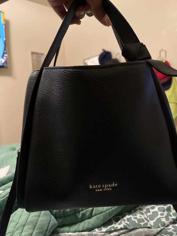 kate spade new york Knott Medium Leather Cross Body Tote Bag, Black at John  Lewis & Partners