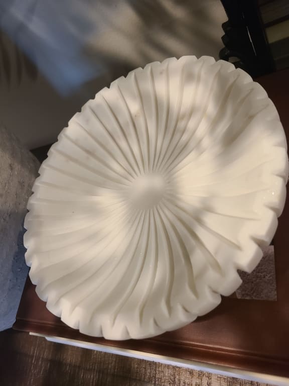 White Marble Ribbed Bowl, Large