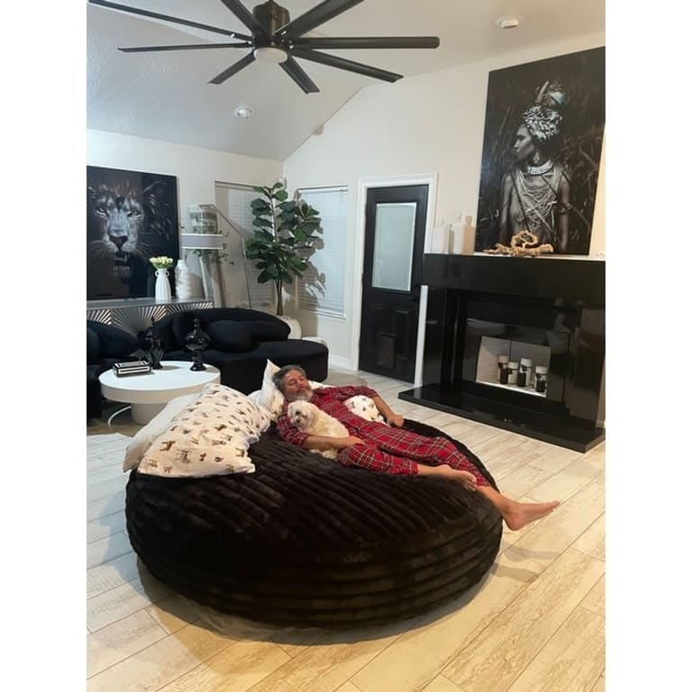 Jaxx 6 Foot Cocoon Large Bean Bag Chair for Adults, Mondo Faux Fur