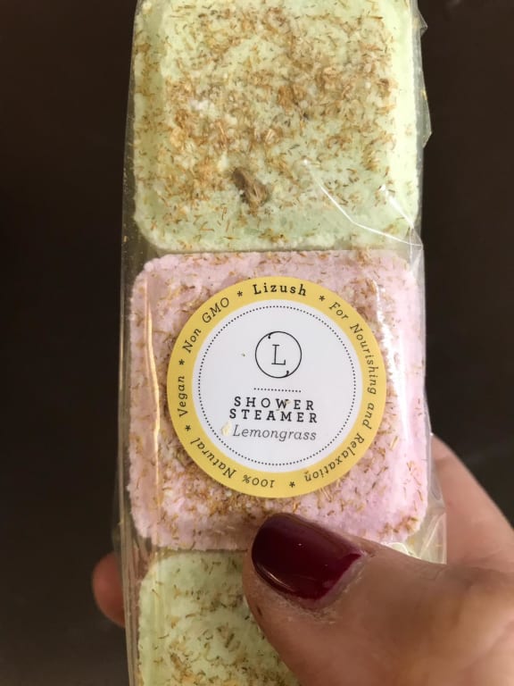 Calming Shower Steamers Gift Set from Uncommon Goods. Customer submitted image.