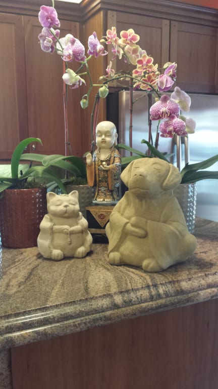 Zen Cat Garden Sculpture from Uncommon Goods. Customer submitted image.