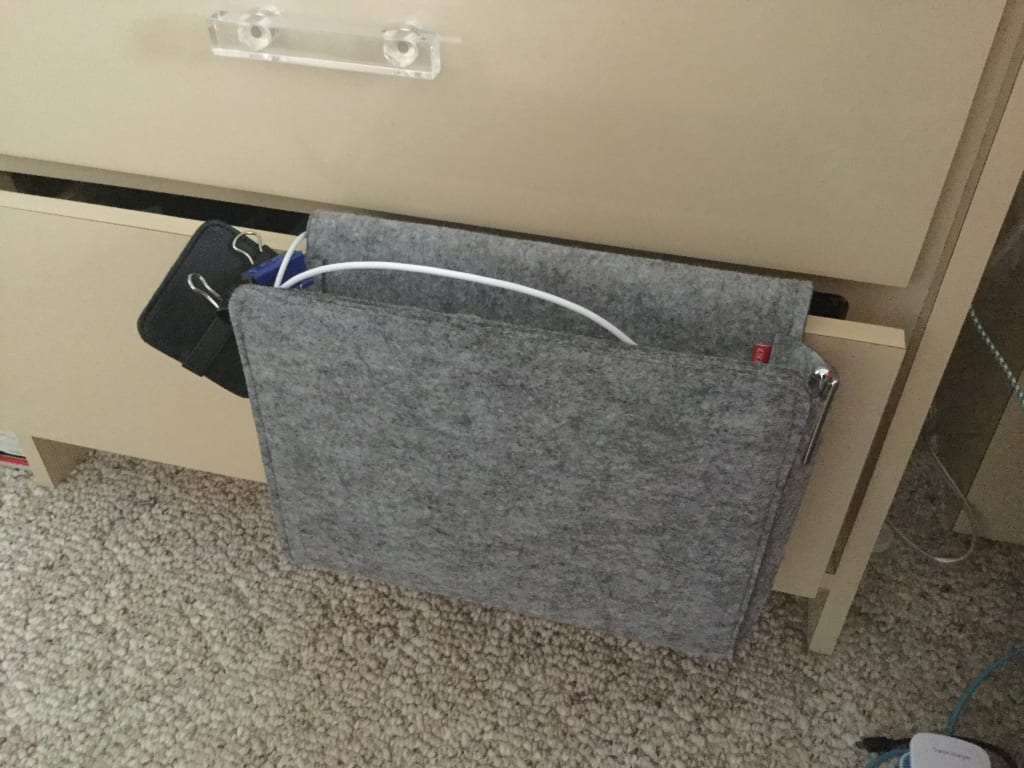 Bedside Essentials Pocket from Uncommon Goods. Customer submitted image.