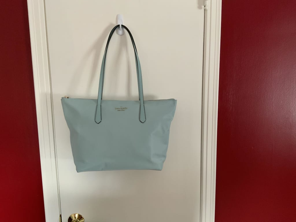 Kate Spade Kitt Large Top Zip Little Better Nylon Tote Bag Nimbus Grey 