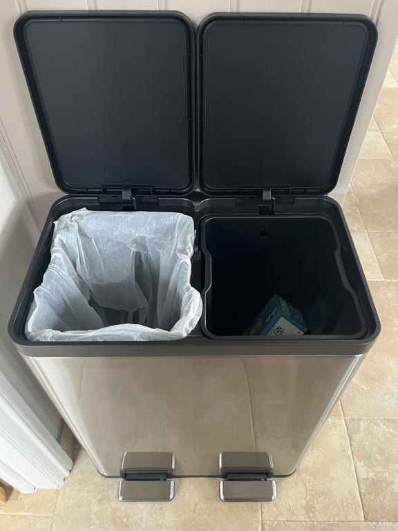 John Lewis 2 Section Recycling Bin, with Handles, 60L John Lewis 2 Section Recycling Bin, with Handles, 60L