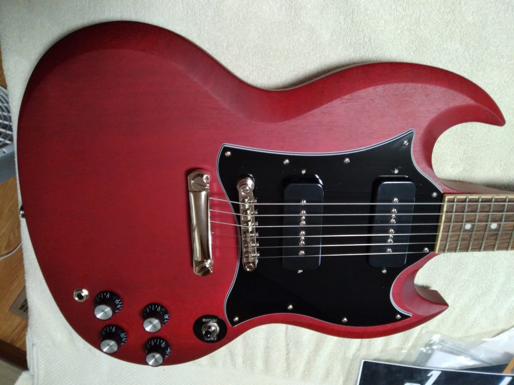 Epiphone SG Classic Worn P-90s Electric Guitar Worn Cherry