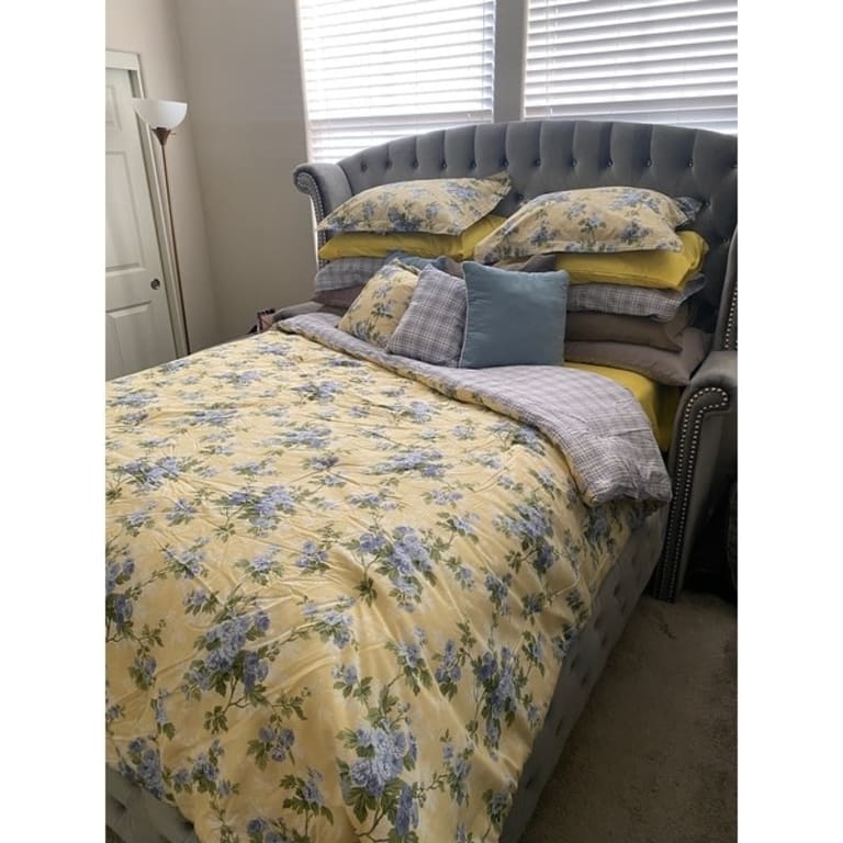 Laura Ashley Cassidy Floral Yellow Cotton Comforter Bonus Set Bed