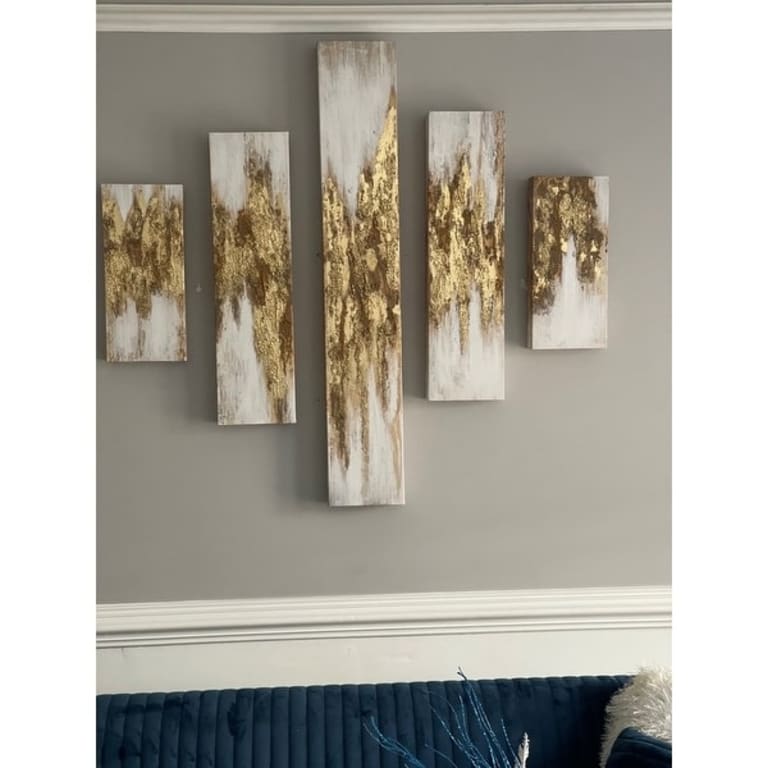 Devlan Contemporary Glam Wall Art Set of 5 Bed Bath & Beyond 20908984