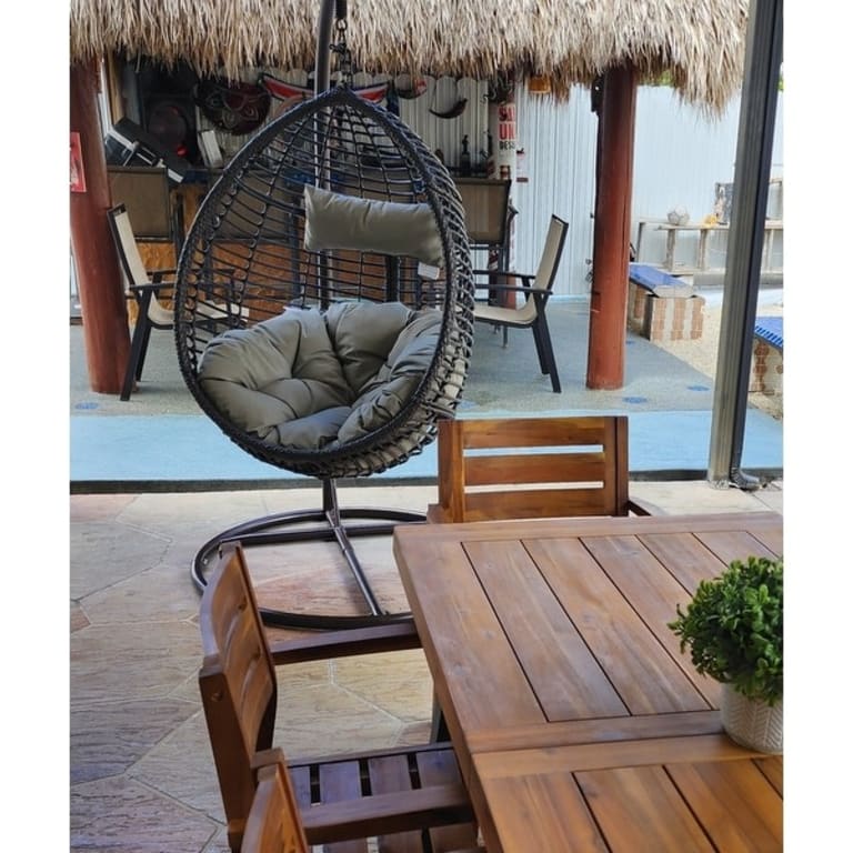 Layla Outdoor Hanging Wicker Basket Chair by Christopher Knight Home