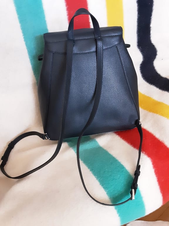 Kate Spade Leila Medium Leather Flap Backpack Tote Baltic Sea Blue Brown NWT