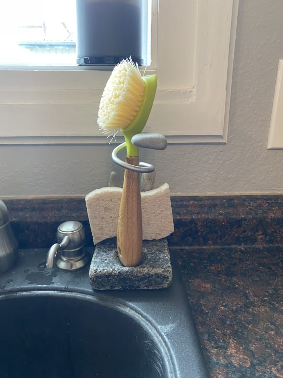 Sea Stone Splash Sponge & Brush Holder from Uncommon Goods. Customer submitted image.