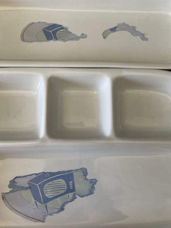 Stoneware TV Dinner Trays – Set of 2 from Uncommon Goods. Customer submitted image.