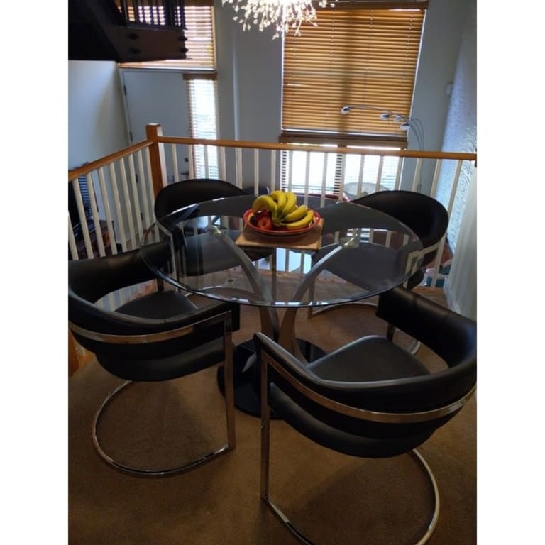 Furniture of America Zaia Contemporary Silver 45inch Glass Top Dining