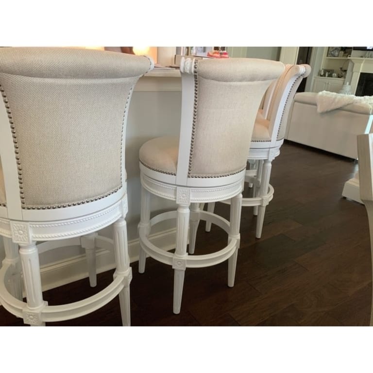 New Ridge Chapman Bar Height Swivel Barstool, Alabaster White with Grey