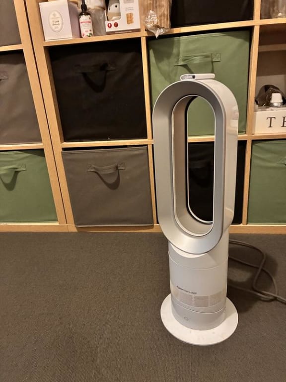 Dyson AM09 Hot + Cool™ Fan Heater, White/Silver