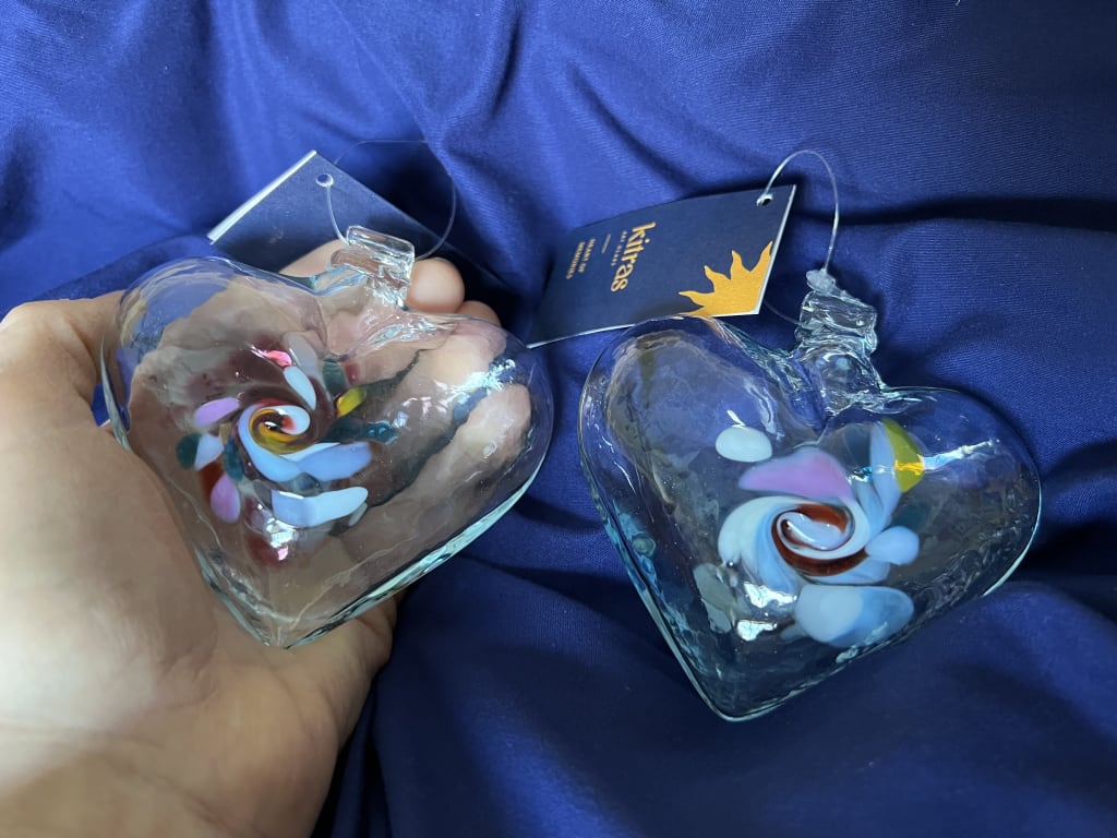 Heart of Memories Glass Window Charm from Uncommon Goods. Customer submitted image.