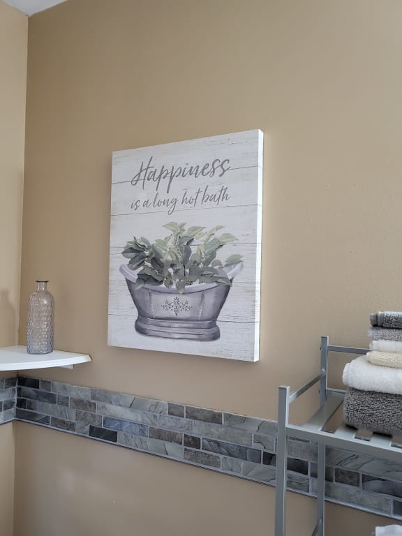 Happiness Is A Long Hot Bath Canvas Wall Art, White Sold by at Home