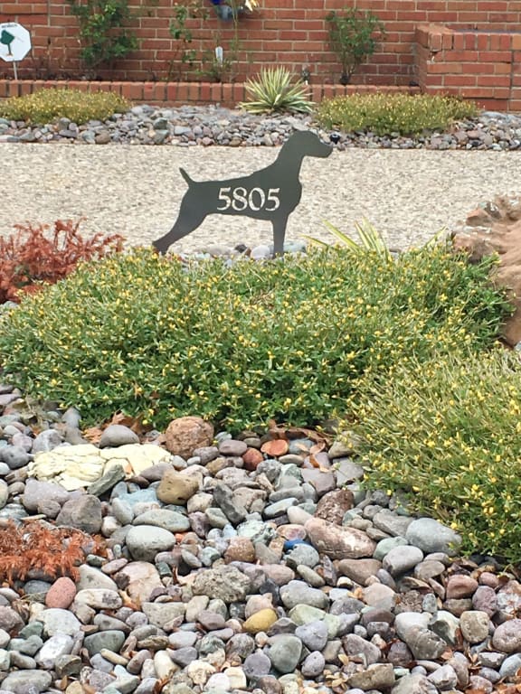 Dog Lawn Stakes from Uncommon Goods. Customer submitted image.