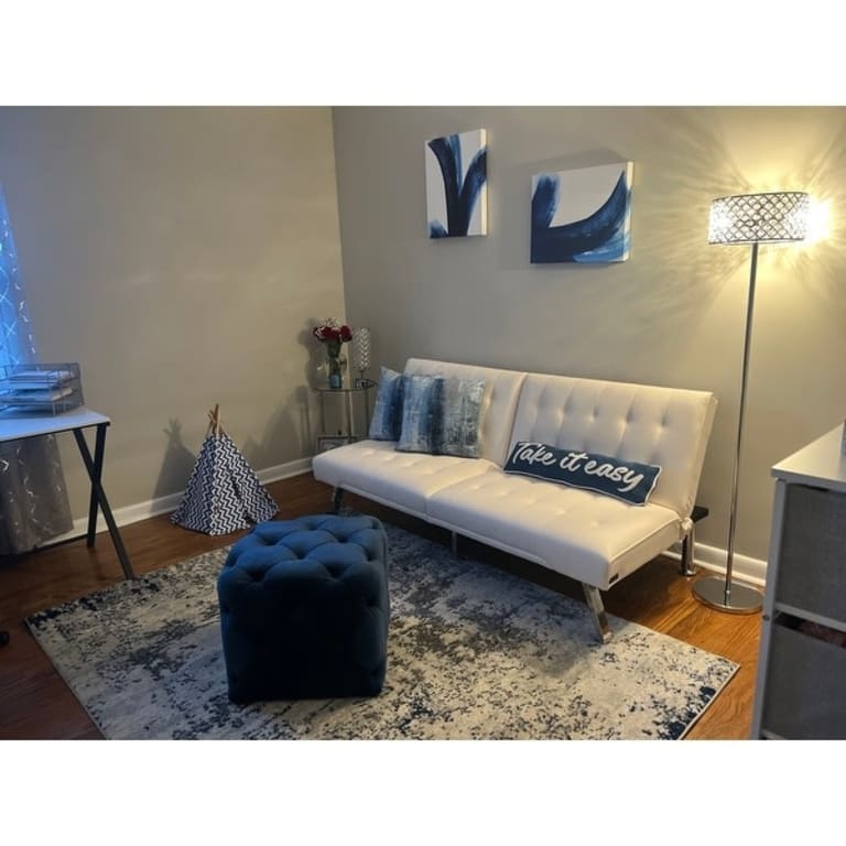 Abbyson Jackson Ivory Faux Leather Foldable Futon Sofa Bed Bed Bath