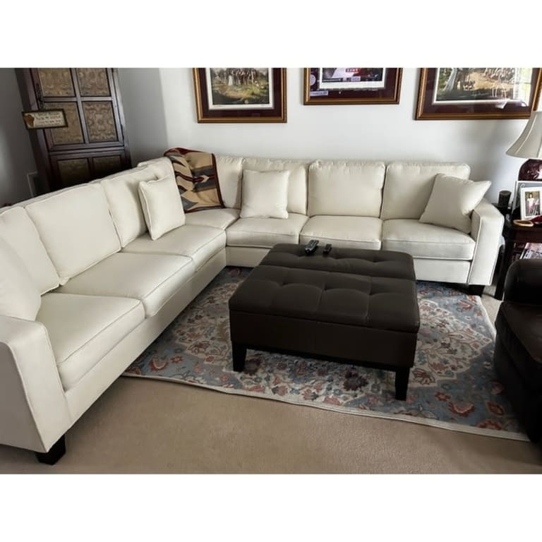 Stockton 110W L Shaped Sectional Couch by Bush Furniture Bed Bath