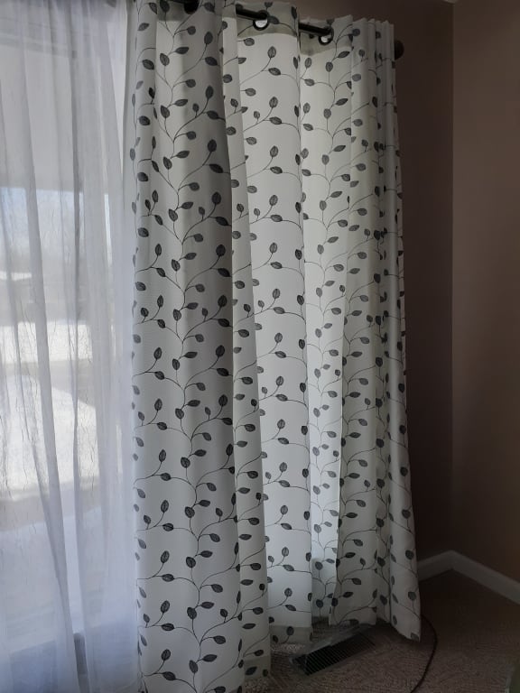 Rockwell White Embroidered Blackout Grommet Curtain Panel, 84, Sold by at Home