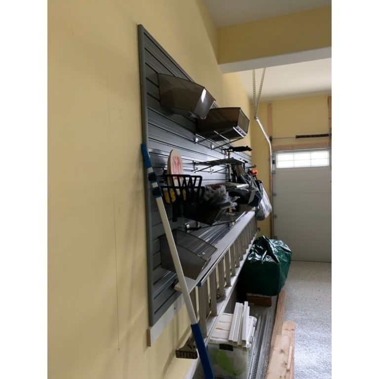 21 Piece Slatwall Panel, Hook, Bin Storage Set Silver Slat Wall On Sale Bed Bath & Beyond