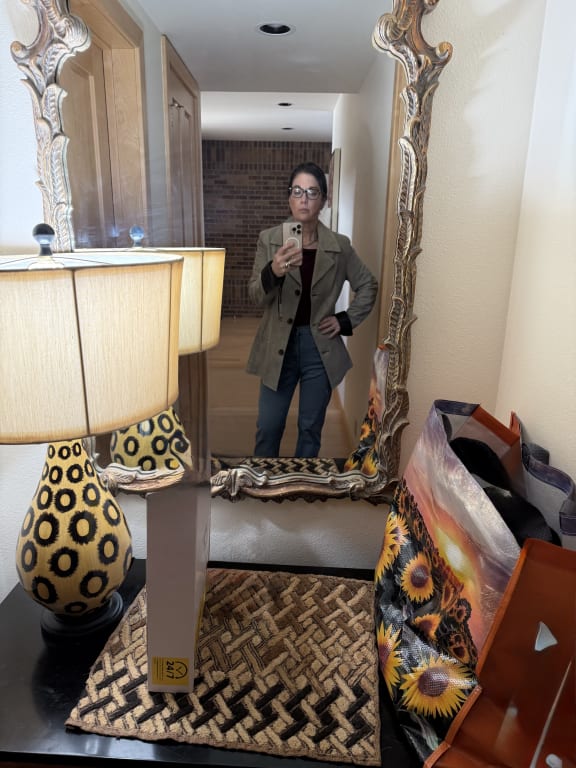 Customer Image Captioned: Flattering on a tall person or a more petite 5'4