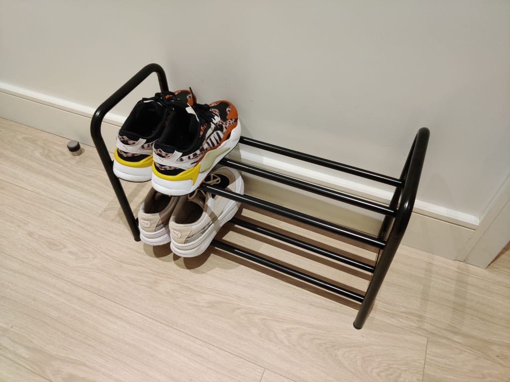 House by John Lewis Metal 3 Tier Shoe Rack, Black