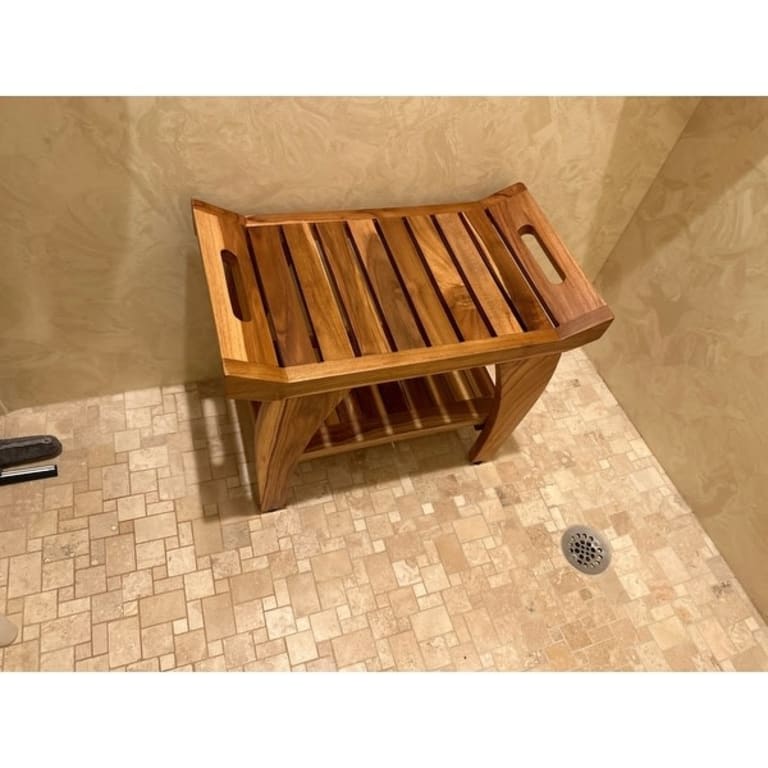 EcoDecors Tranquility 24inch, Teak Shower Bench, Teak Bench Shower