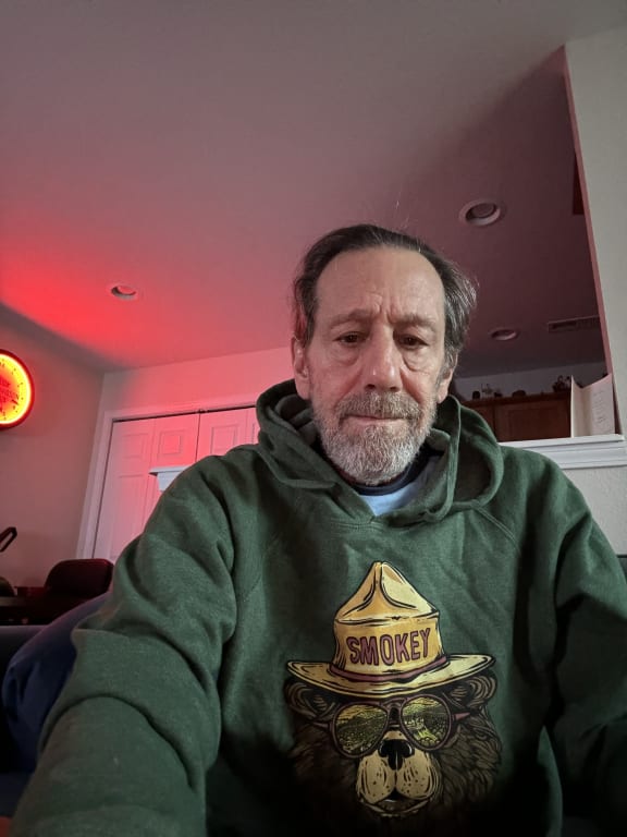 Smokey the Groovy Bear Sweatshirt from Uncommon Goods. Customer submitted image.
