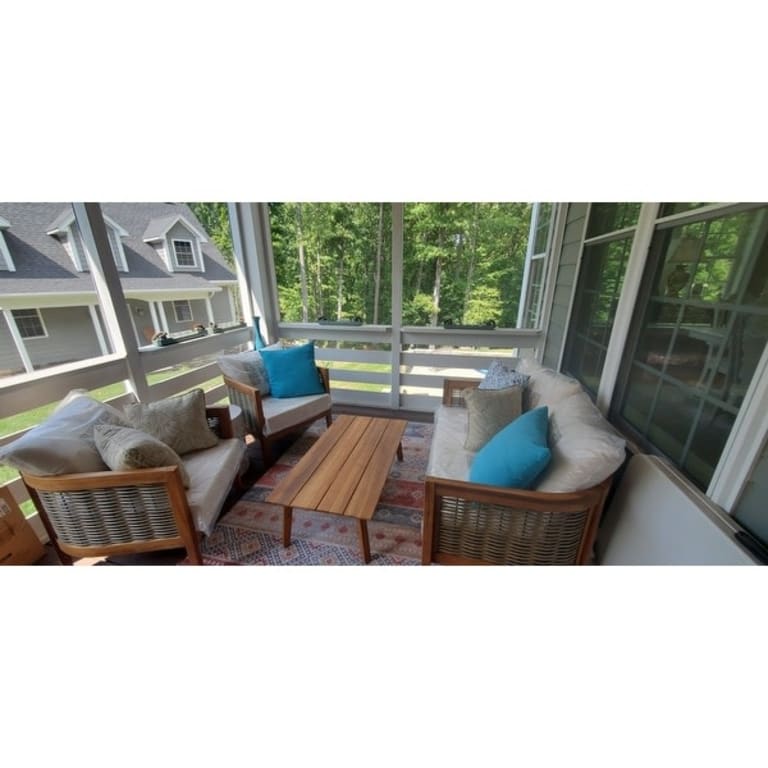 Burchett Acacia Wood Outdoor Loveseat and Coffee Table Set with