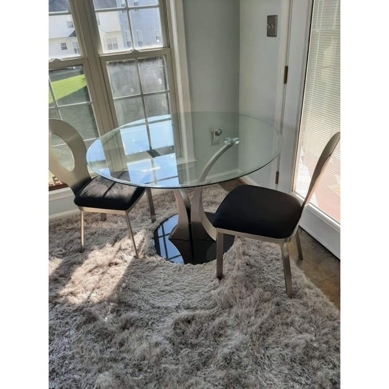 Furniture of America Zaia Contemporary Silver 45inch Glass Top Dining