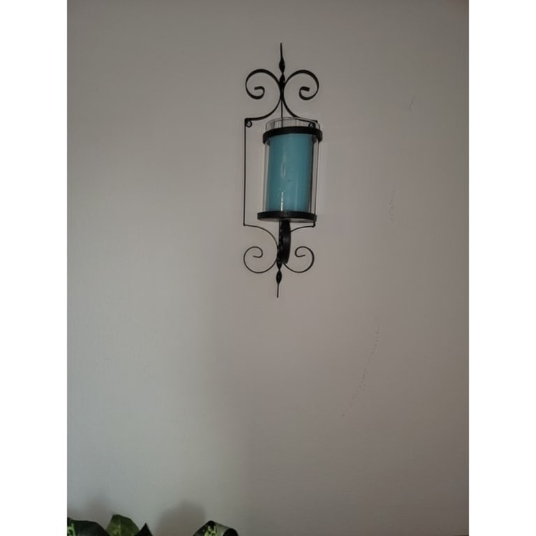 Adeco Cast Iron Vertical Wall Hanging Candle Holder Sconce (Set of 2) 6.22"x 5.5 "x 20.6