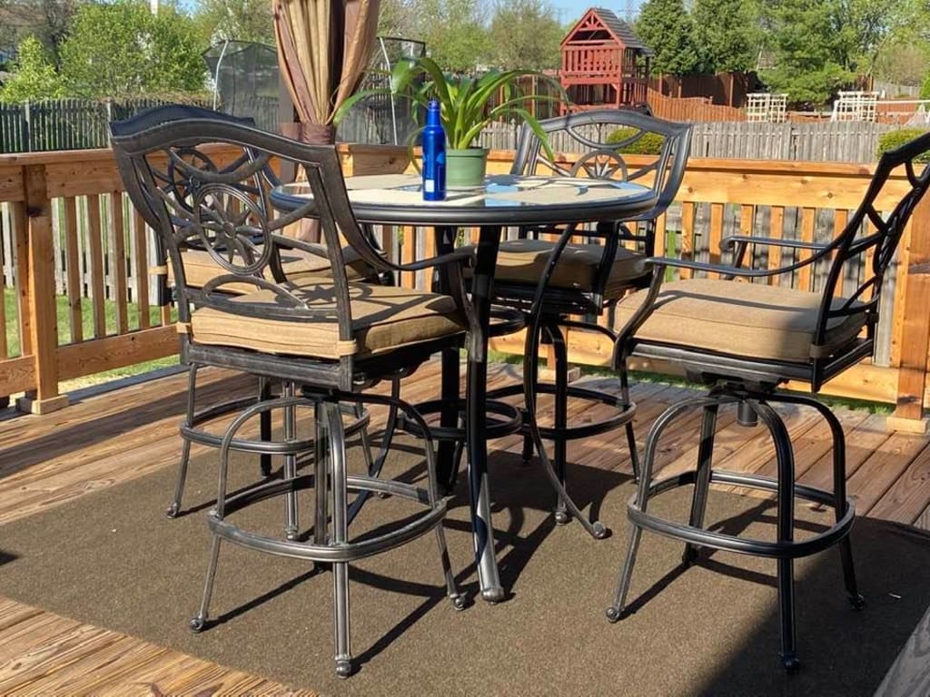 Darlee Ten Star 5 Piece Cast Aluminum Patio Bar Set With Swivel Bar