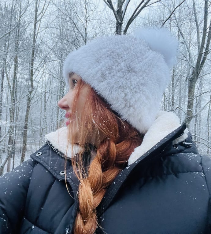 Customer Image Captioned: Mink Beanie