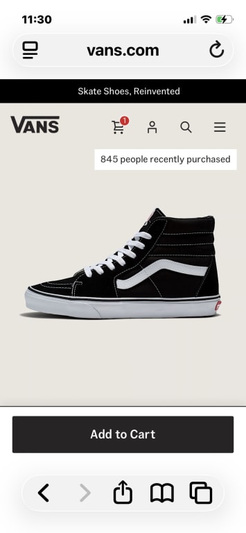 Vans | Sk8-Hi Black/Black/White Classics Shoe