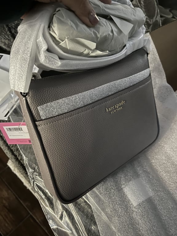 Buy KATE SPADE Run Around Pebbled Leather Crossbody bag, Grey Color Women