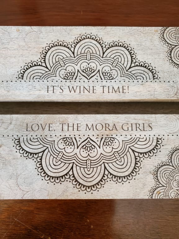 Decorative Wine Serving Tray from Uncommon Goods. Customer submitted image.