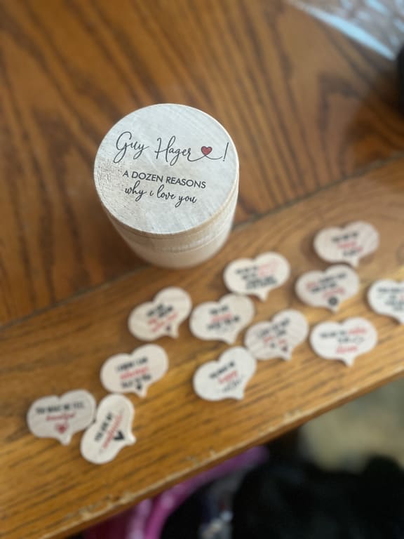 A Dozen Reasons I Love You from Uncommon Goods. Customer submitted image.