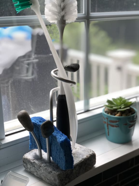 Sea Stone Splash Sponge & Brush Holder from Uncommon Goods. Customer submitted image.