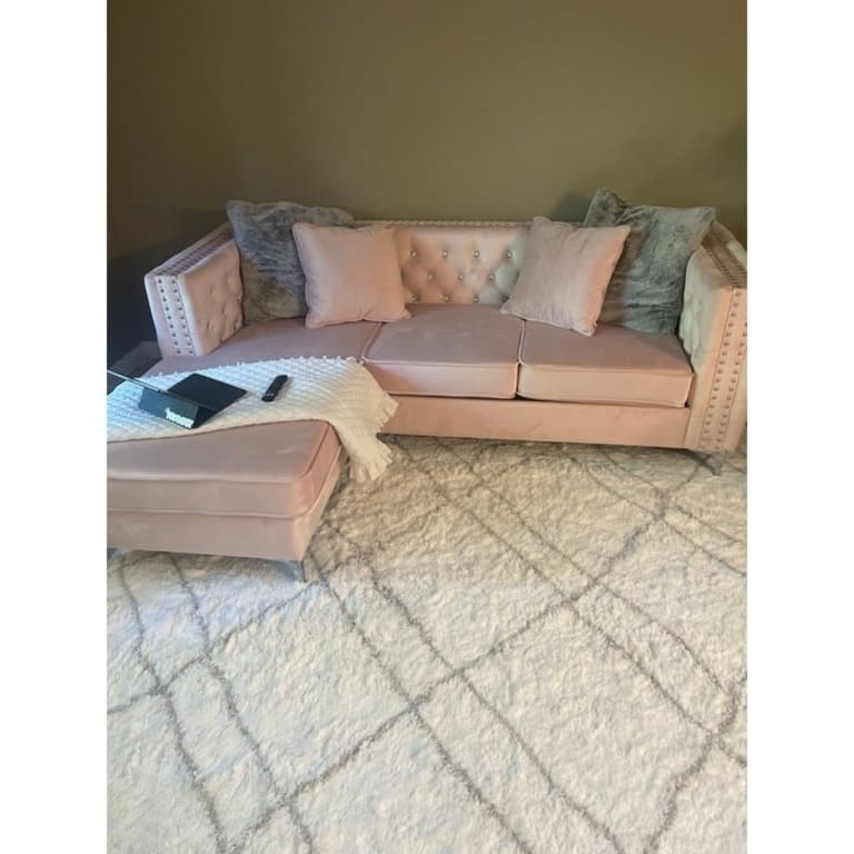 Paige Velvet Tufted Sofa with Chaise Bed Bath & Beyond 31291605