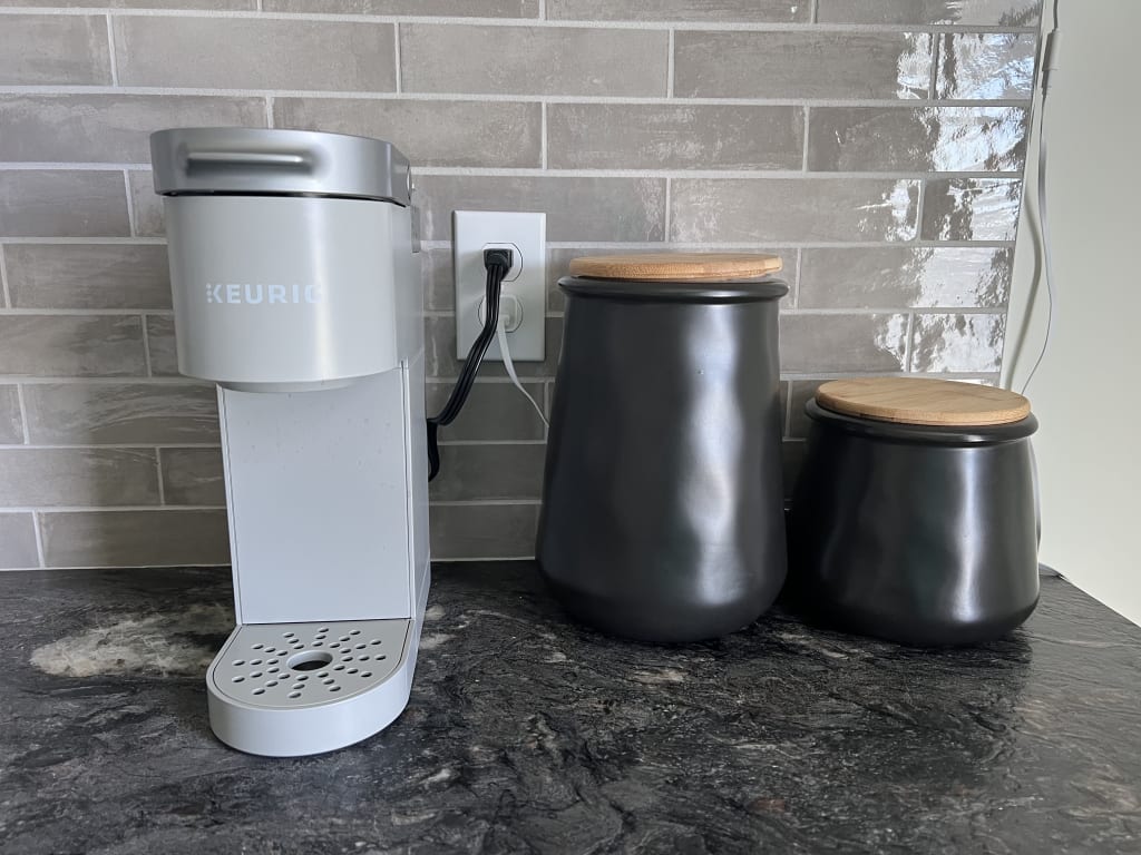 Matte Black Stoneware Medium Canister & Bamboo Lid At Home