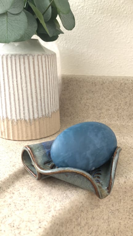 Ceramic Self-Draining Soap Dish from Uncommon Goods. Customer submitted image.