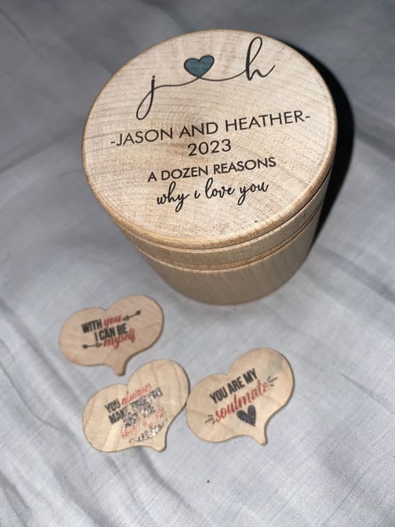 A Dozen Reasons I Love You from Uncommon Goods. Customer submitted image.